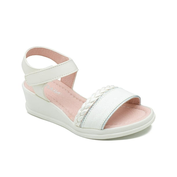 Sandalia Plataforma Para Niña Charol Blanco Trenzada Ligeras beige 18