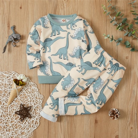 

RPVATI Toddler Baby Child Children Kids Clothes Long Sleeve Cartoon Printed T Shirts Pants Set 2 Pieces Fall Winter Outfits