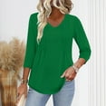 thumbnail image 2 of UAMVSH Tunic Tops for Women Fashionable 3/4 Sleeve Pleated Front Shirts Casual V-Neck Solid Color Business Dressy Blouses(XX-Large,Green), 2 of 6