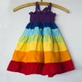 thumbnail image 4 of Robe Assortie Mère Fille Femmes Fille à Rayures Arc-en-Ciel Imprimée à Bretelles Spaghetti Sans Manches Robe Vêtements de Famille, 4 of 6