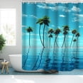 thumbnail image 2 of Bathroom Shower Curtain Abstract Flower Pattern Polyester Cloth Door Curtain for Bathroom Partition, 2 of 6
