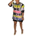 thumbnail image 1 of Liacowi Women Sequined T Shirt Dress Half Sleeve Letters Pattern Party Casual Loose Dress, 1 of 9
