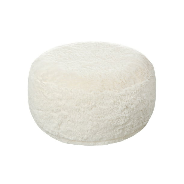 Housse Repose-pieds Douce Housse De Pouf En Fausse Fourrure MOTT 50 - Blanc, Fond Élastique, Protection Meuble Douce Et Chaud Accessoire Salon Confort