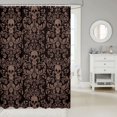 thumbnail image 2 of Damask Gothic Bathroom Shower Curtain Antique Victorian Fabric Shower Curtain 72"Wx84"L,Burnt Sienna Sugar Skull Vintage Baroque Floral Goth Bath Curtain, 2 of 6