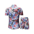 thumbnail image 3 of xiaxaixu Men Beach Outfits Printed Lapel Button Down Shirt + Drawstring Shorts, 3 of 6