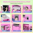 thumbnail image 4 of iYofe Play Kitchen Sets for Kids Ages 2+, Wood Kids Kitchen Playset for Toddlers with Real Lights & Sounds, Pretend Play Toys Kitchen with Cookware Accessories, Pink, 4 of 10