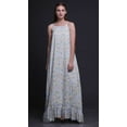 thumbnail image 2 of Bimba Robe Longue Maxi Imprimée Light Lavender Blue2 à Ruban Floral et Couronne de Roses Blanches pour Femmes, Nuisette en Rayonne à Bretelles Spaghetti, Vêtement de Nuit pour Dames X-Small, 2 of 5