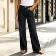 thumbnail image 2 of Womens Straight Leg Jeans, Button Zip Closure & Side Pockets Design, Full Length Jeans, Street & Casual Wear | VerBelle,Dark Gray S, 2 of 7