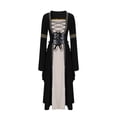 thumbnail image 1 of Robe Médiévale Renaissance Femme Mode Décontractée Couleur Unie Corset à Lacets Évasée Manches Longues Robes Maxi Noir P, 1 of 6