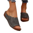 thumbnail image 4 of Tao Tao Sandals for Women Arch Support Leather Wedge Slipper Fashion Casual Platform Comfortable Slides Gray 37, 4 of 9