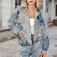 thumbnail image 3 of Jackets for Women Winter Coat Jackets Flannel Stand Collar Jacket(Blue Floral Wooden Design,Size:S-4XL), 3 of 7