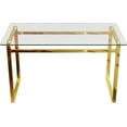 thumbnail image 3 of Sumdeal Modern Glass Dining Table for 4-6 People | Rectangle Glass Dining Table for 4 | Kitchen Glass Dining Table with Golden Metal Legs, 3 of 8