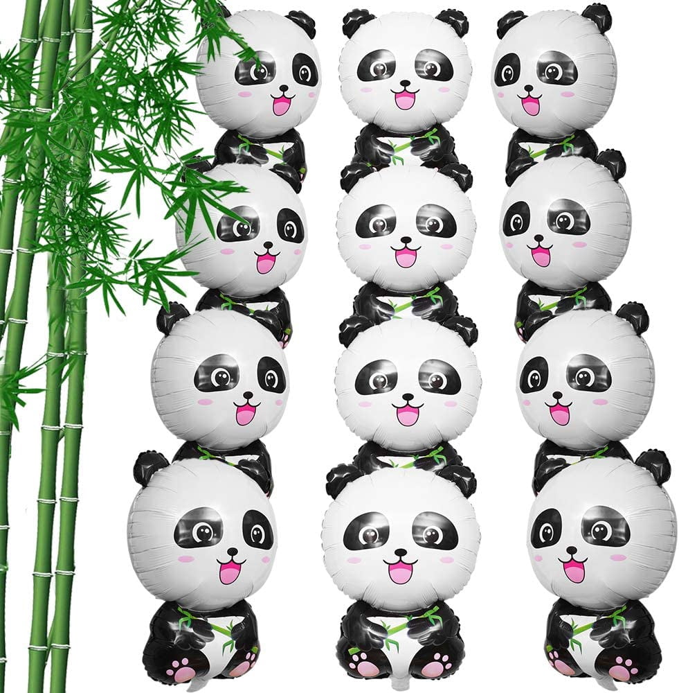 12 Stück Panda Luftballons Aus Alufolie - Süße Tier-Deko Für Kindergeburtstag & Dschungel-Party