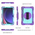 thumbnail image 4 of Shockproof Case for Samsung Galaxy Tab S9+,Anti drop silicone+PC Layer Protective Splicing Case 360 ° Rotating Handle Stand With Shoulder Strap,Purple,For Galaxy Tab S9+, 4 of 8