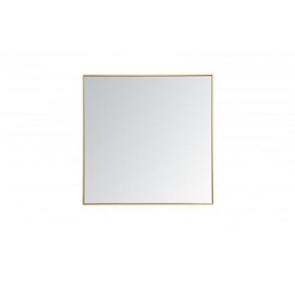 36 in. Metal Frame Square Mirror in Brass - 35.25 x 71.25 x 0.16 in.