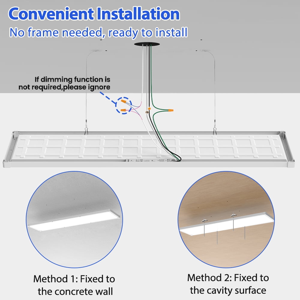2 Pack 1x4 LED Flat Panel Light – 5500LM Ultra-Bright, Dimmable 30-50W, 3000K-6500K Adjustable, 0-10V Dimming, Slim Surface Mount Ceiling Light for Office, Home, Garage