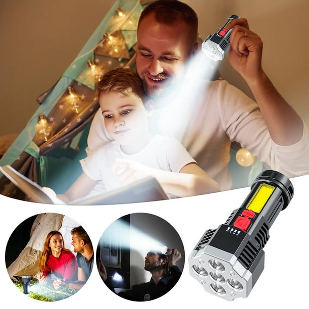 Xihbxyly Linterna Led para Exteriores, Batería de Litio de Alta Energía, Recargable, Resistencia Al Agua Ipx4, Larga Duración, Luz Lateral Cob Versátil, Uso En Emergencias, Carga Rápida Usb, 14,1 X 6
