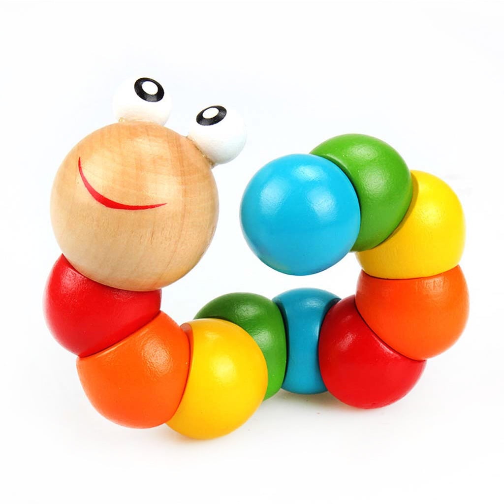 EQLEF Twist Caterpillar Toy Colorful Wooden Jointed Worm Development Toys Traning Twist Worm for Toddlers Kids OVER 2 YEARS OLD 2 Pcs