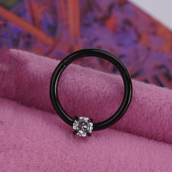 1pc 316L Stainless Steel Hoop Nose Rings Black 8mm Pin: 1.2mm