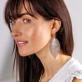 thumbnail image 2 of Humble Chic Big Filigree Leaf Earrings - Lightweight Oversized Drop Dangles, Silver, 2 of 10