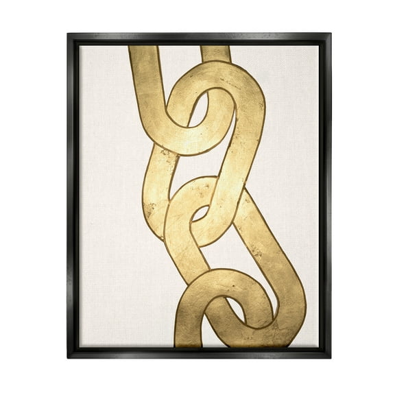Stupell Industries Modern Chain Links Shapes Abstract Painting Black Floater Framed Art Print Wall Art