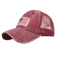 thumbnail image 4 of Unisex American Flag Patch Mesh Back Baseball Cap July of 14 Vintage Distressed Trucker Hat, 4 of 4