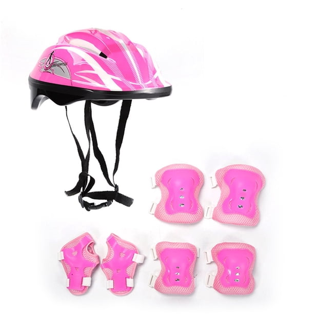 Zmeidao - Juego de 7 cascos de bicicleta para niños, ajustables, con rodilleras, coderas y muñequeras, para niños de 3 a 10 años, para niños y niñas, para patinar, patinetas, scooters, patinetes y