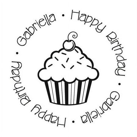 Personalized Round Self-Inking Rubber Stamp - The Cupcake