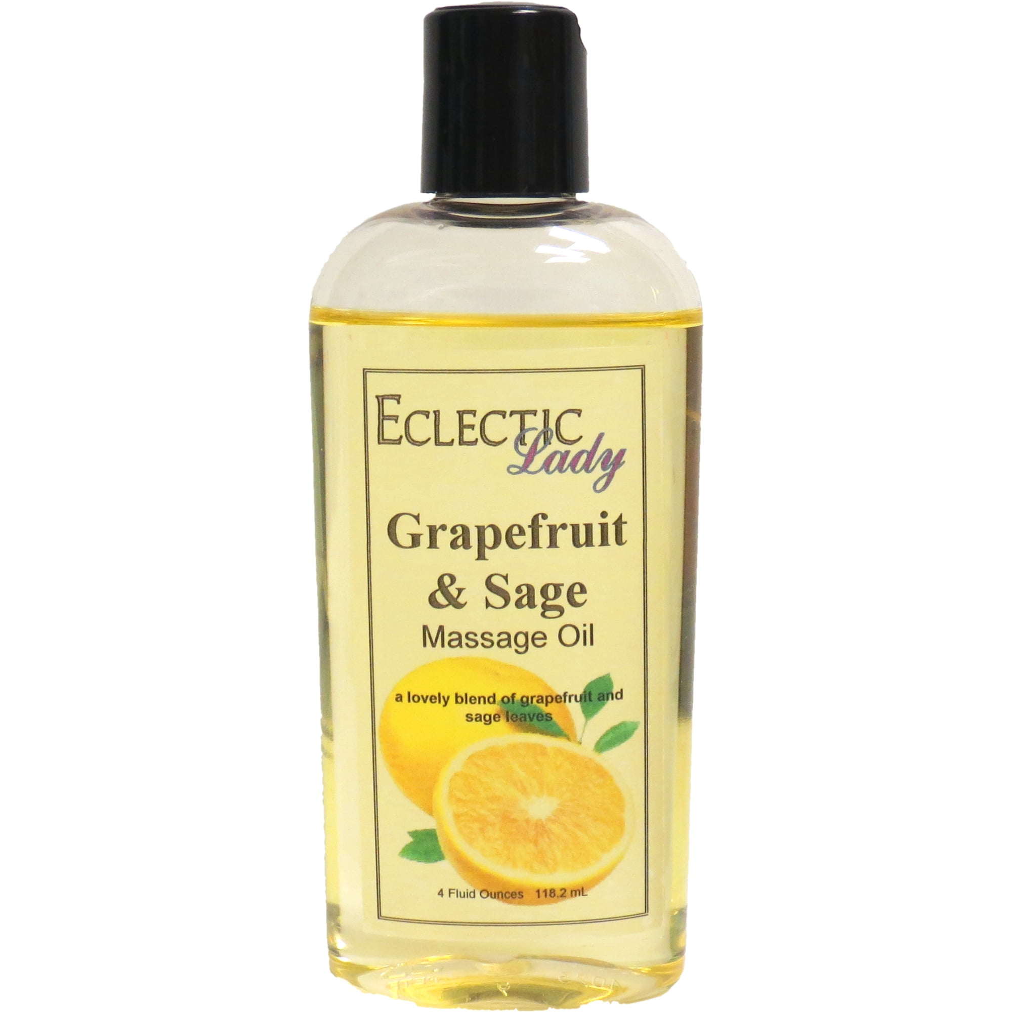 Grapefruit and Sage Massage Oil by Eclectic Lady, 4 oz, Sweet Almond Oil and Jojoba Oil
