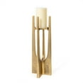 thumbnail image 2 of 16" Gold Distressed Aluminum Geometric Tabletop Pillar Candle Holder, 2 of 4