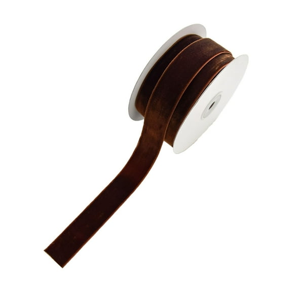 VINOIC Velvet Ribbon Spool, Thin Light Brown for Craft Wrapping Hair Bows Decor, DIY Projects, Gift Tying, Scrapbooking, Wedding Favors, Sewing Trim
