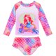 thumbnail image 4 of Conjunto de 2 piezas para niñas pequeñas, traje de baño de verano con estampado de escamas de sirena a rayas, traje de baño de manga larga para niños, braguitas de bikini con volantes, 4 of 5