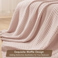 thumbnail image 2 of PHF 100% Cotton Waffle Weave Blanket, Lightweight Throw Washed Blanket for Bed Sofa Home Decor, Pink, 50"x60", 2 of 7