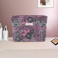 thumbnail image 5 of Unique Bargains 1 Pc Vintage Embossment Flower Makeup Bag Polyester Purple Large, 5 of 5