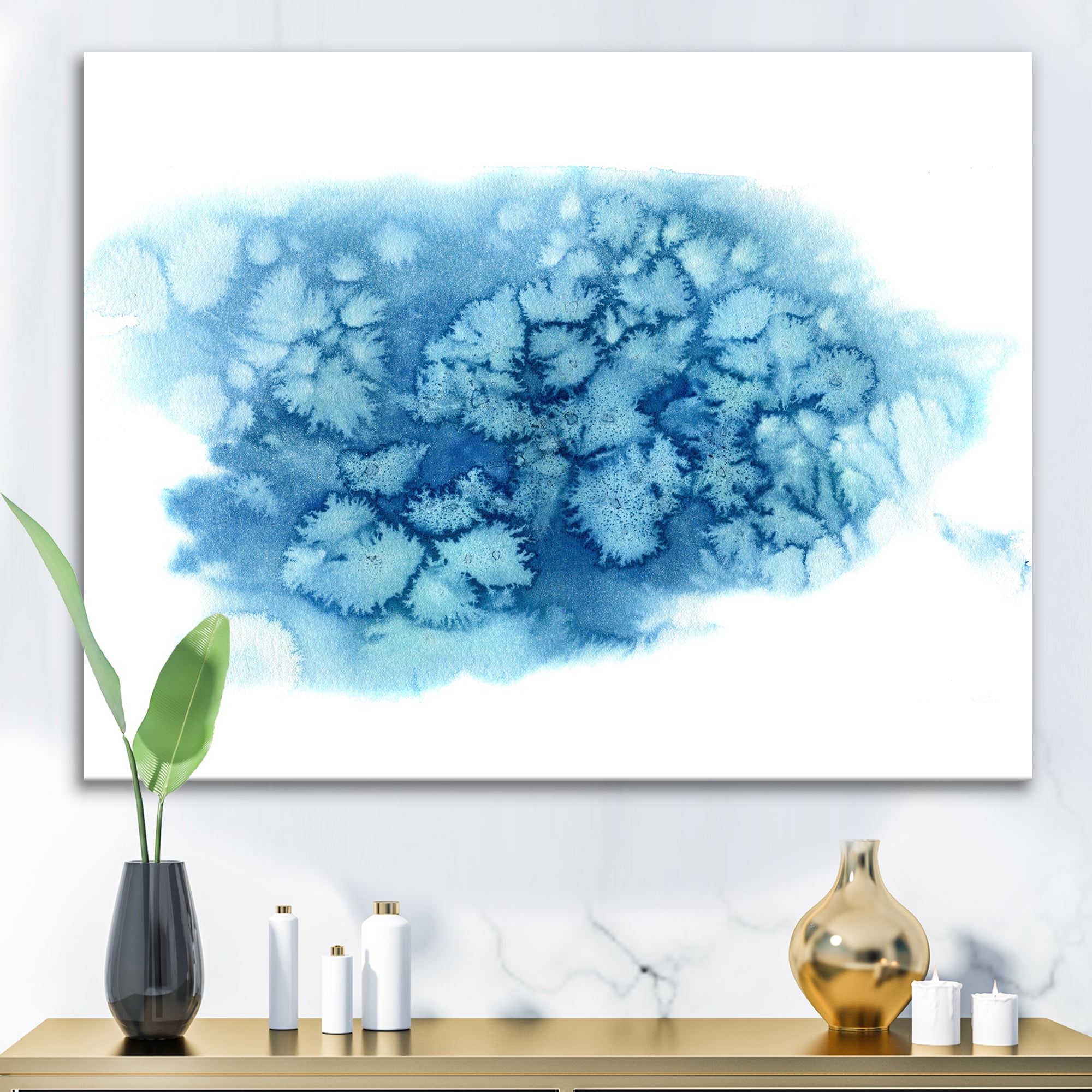 Designart ' Abstract Blue Turquoise Cloud ' Modern Canvas Wall Art Print