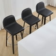 thumbnail image 4 of Swivel Bar Stools Set of 2, 29" Counter Height Upholstered PU Leather Barstools with Low Back Walnut Bentwood Legs, Mid Century Modern Bar Chair Kitchen Island Stool, 4 of 11
