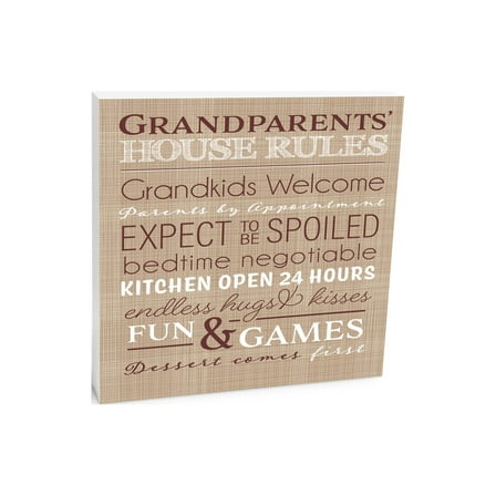 Grandparents' Rules Cocoa Cream Check 10 x 10 Wood Tabletop Sign Plaque
