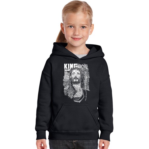 LA Pop Art Girl's Word Art Hooded Sweatshirt - JESUS