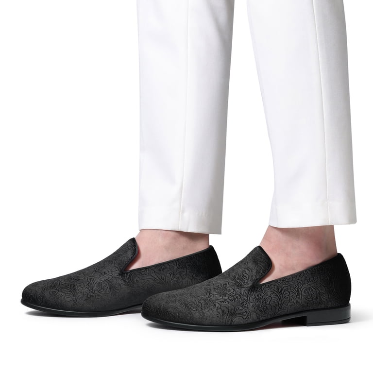 red bottom dress shoes Bruno Marc Men's Loafers Tuxedo Slip-on Shoes,Size 8,Black | Floral Jacquard Velvet Upper Sole Cushioned Foam Business Insole Wedding Prom Party Banquet Elegant sole of the shoes Oxford style itself gives a very amazing look to the shoes David Oxford Dress Shoes for