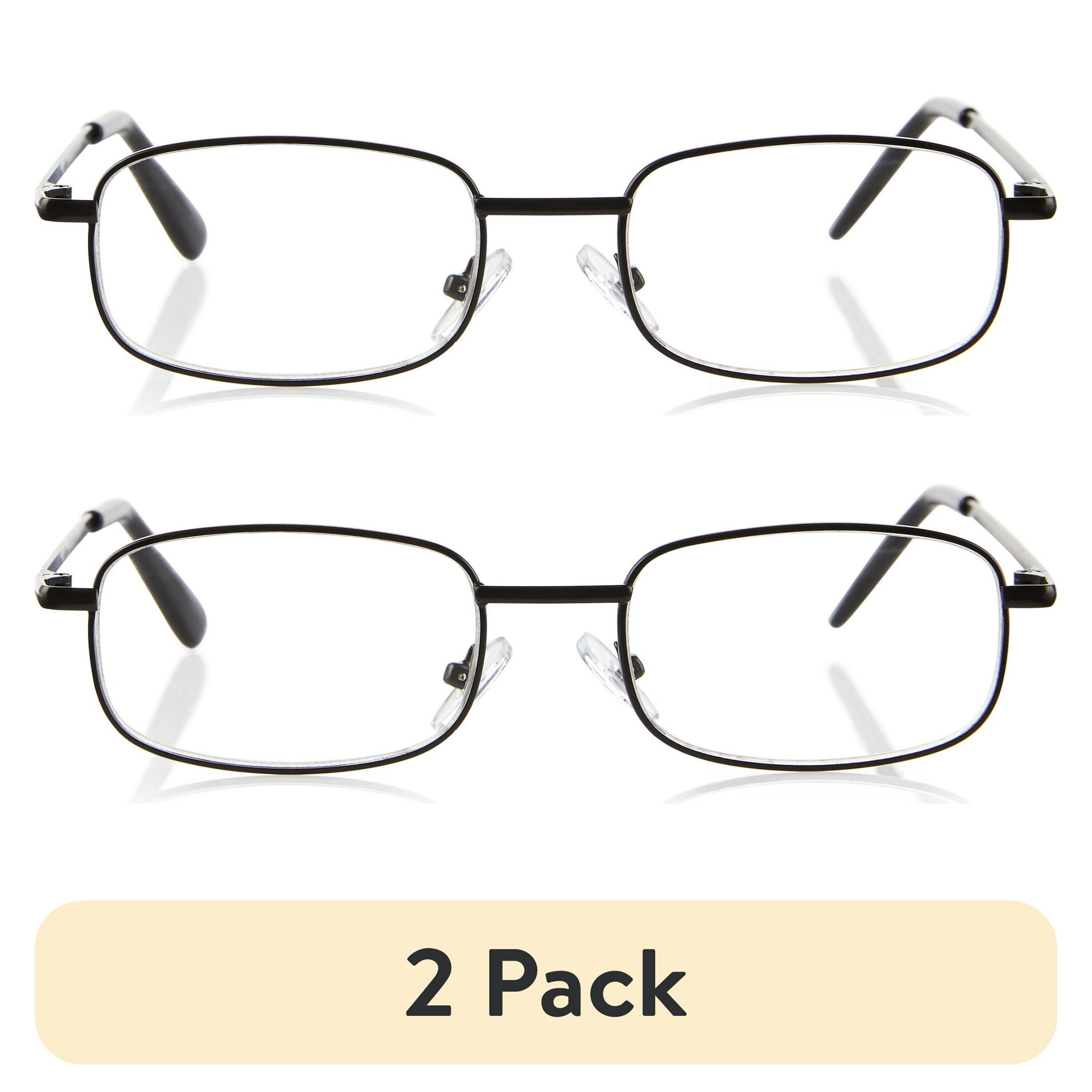 (2 pack) Equate Council Rectangular Reading Glasses, +2.50, Dark Gunmetal/Light Gunmetal/Black, 3 Pack