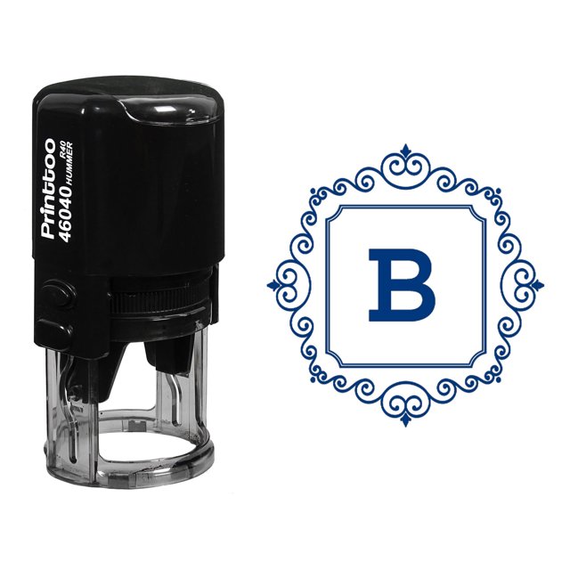 Printtoo R-40 Square Swirl Border B Alphabet Monogram Initial Self Inking Rubber Stamp Office Stationary