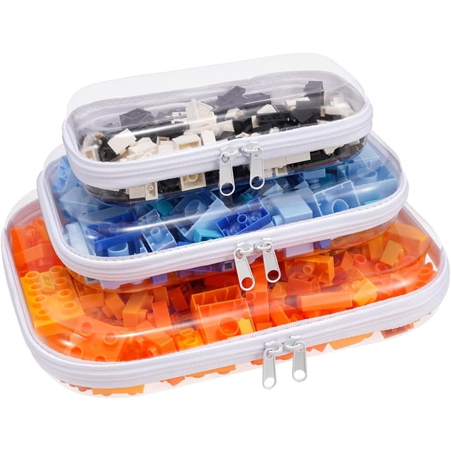 Étui Rigide Transparent avec Fermeture Éclair, 3 Pcs Pochettes Transparentes avec Fermeture Éclair, Ensemble de Pochettes en Plastique Rigide, Bacs de Rangement Portables pour Voyage