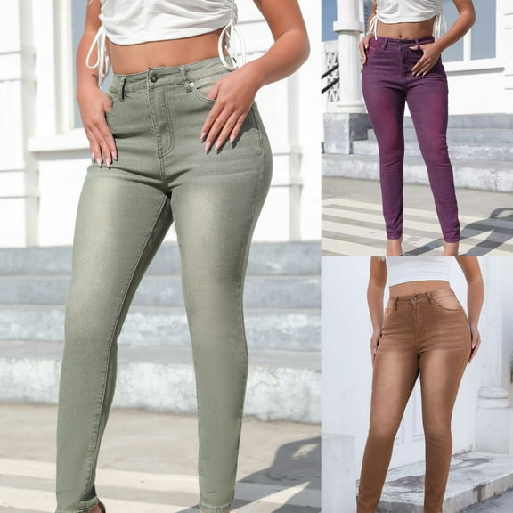 Miluxas Barrel Jeans Vintage Elastic Mid Rise Wide Leg Jeans for Women Trendy Baggy Boyfriend Denim Pants with Pockets Purple 10(XL)