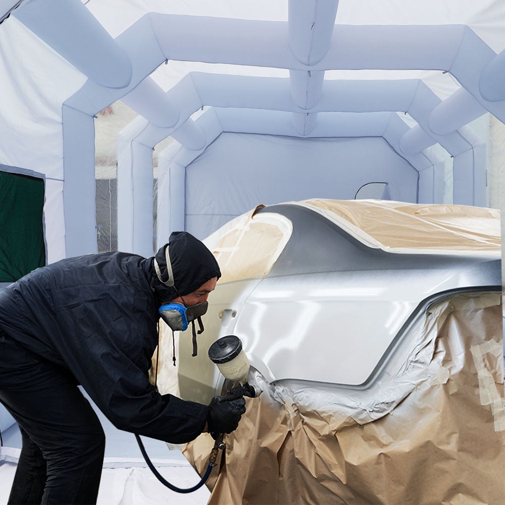 WGIA Inflatable Paint Booth 39X16.5X13FT with 3 Blowers Inflatable Spray Booth，Professional Car Workstation Portable Auto Paint Booth for Cars, Car Parts Painting