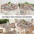 thumbnail image 7 of Pioneer Flower Floral Print Pattern Round Fitted Tablecloth with Elastic Edge,Dining Table Cover Waterproof,Outdoor Round Tablecloth for Camping,Dining,Indoor and Outdoor, 7 of 7