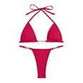 thumbnail image 1 of WEAIXIMIUNG High Neck Swimsuit Women's Solid Multicolor Two Piece Swimsuit Tobikini with Removable Pads No Underwire M, 1 of 4