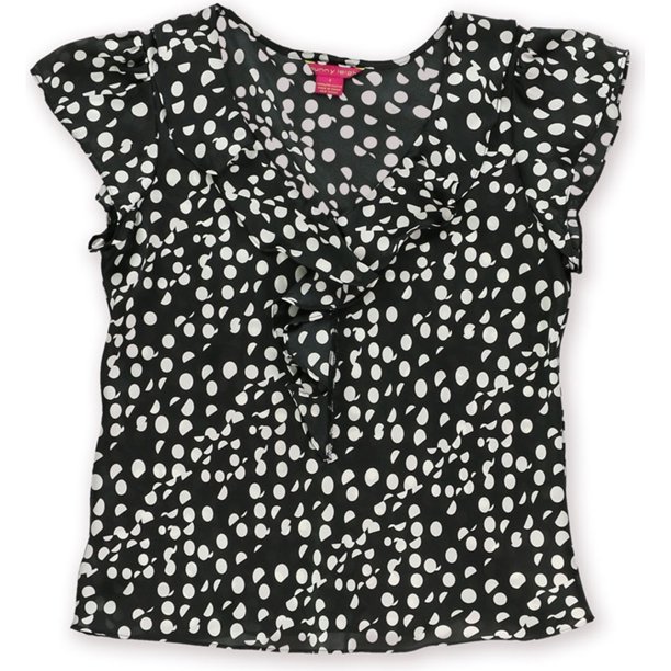 Blusa de lunares Sunny Leigh para mujer negro extragrande
