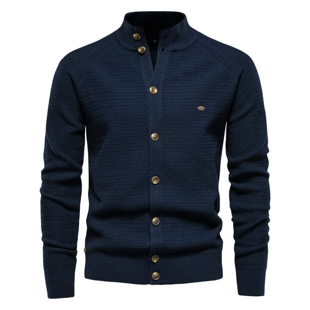 Cardigan de punto para hombre sueter de cuello alto con botones de alta calidad de algodon para hombre cardigans de disenador de moda de invierno para hombre Walmart en linea