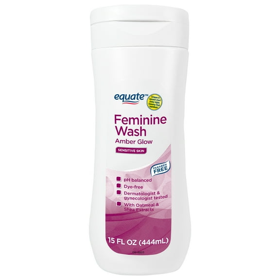 Equate Feminine Wash for Sensitive Skin, Amber Glow Scented, 15 oz