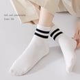 thumbnail image 3 of Womens Athletic Crew Socks 4-Pack Ribbed Knit Design Contrast Double Stripe Stretch Comfort Everyday Fit - 4 pcs-G, 3 of 7